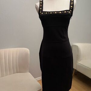 Cache Black Dress with Gold Studs